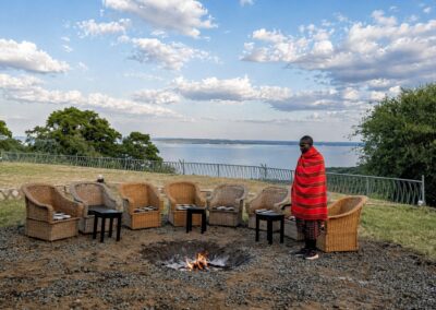 Bonfire With Lake View At Flamingo Asili Lodge