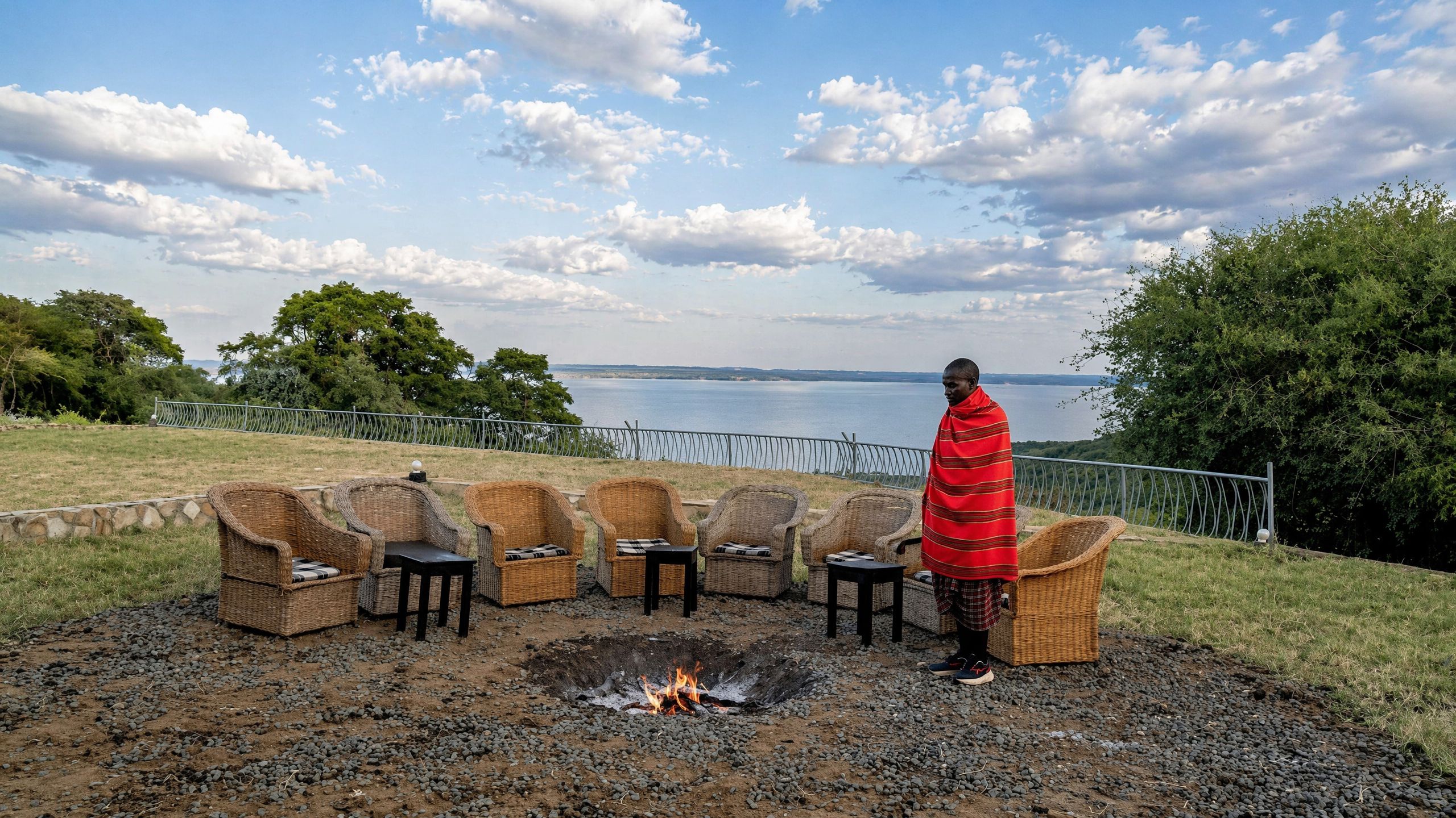 Bonfire With Lake View At Flamingo Asili Lodge